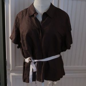 LANE BRYANT BROWN linen BLOUSE 26/28